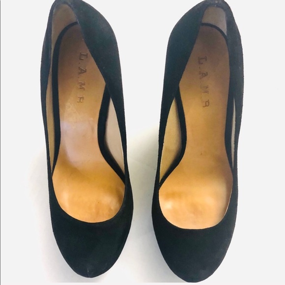L.A.M.B. Black suede platform wedges - Picture 2 of 8